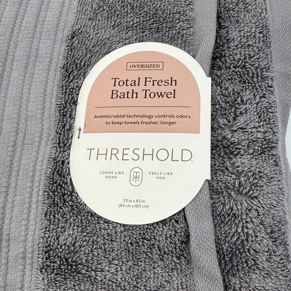 Threshold Total Fresh‎ Oversized Bath Towel 33x63 Dark Gray 100% Cotton NEW